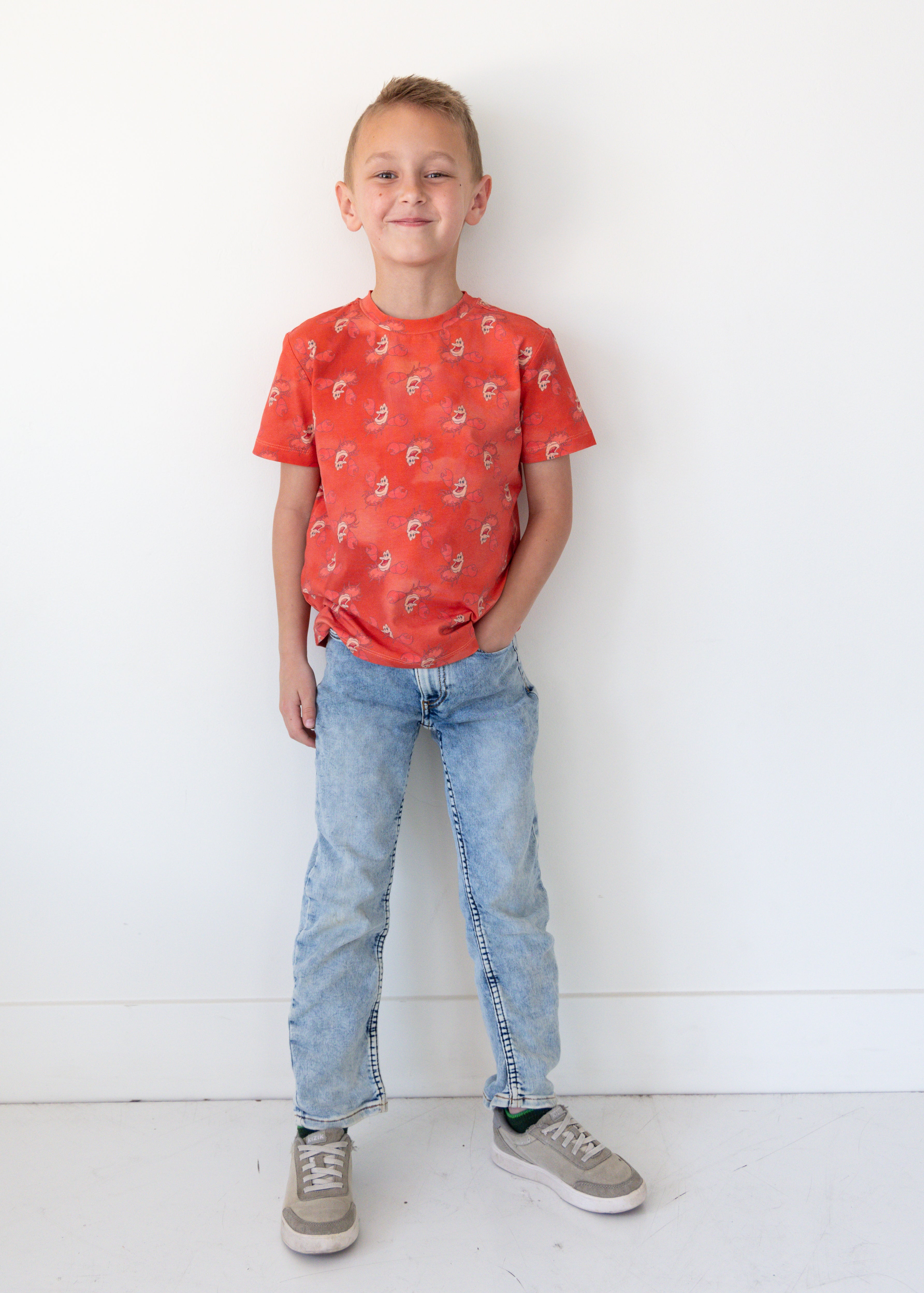 Disney and Taylor Joelle branded Sebastian shirt print all around the kids tee.