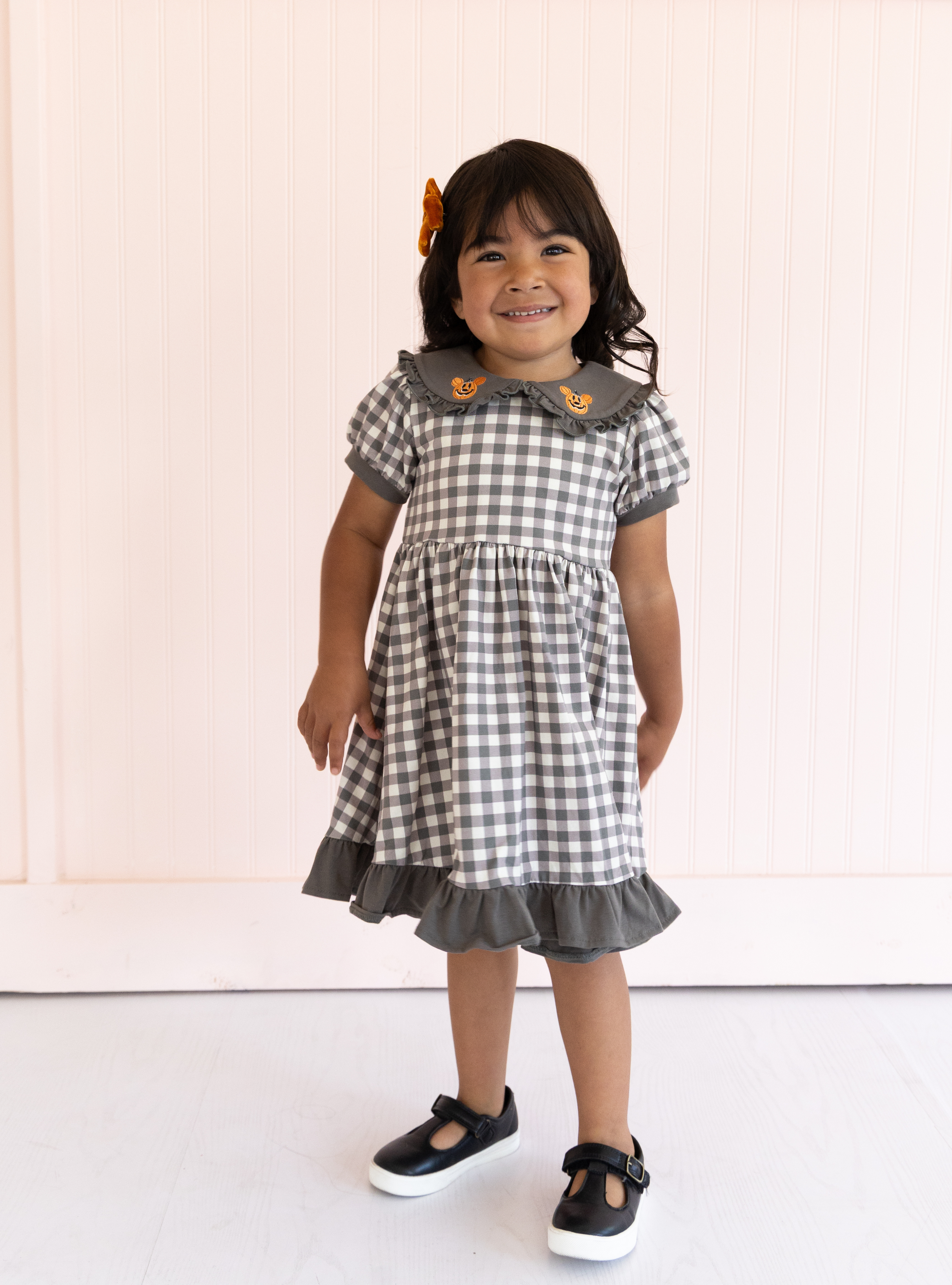PREORDER - Disney Pumpkin Mickey Halloween Gingham Dress