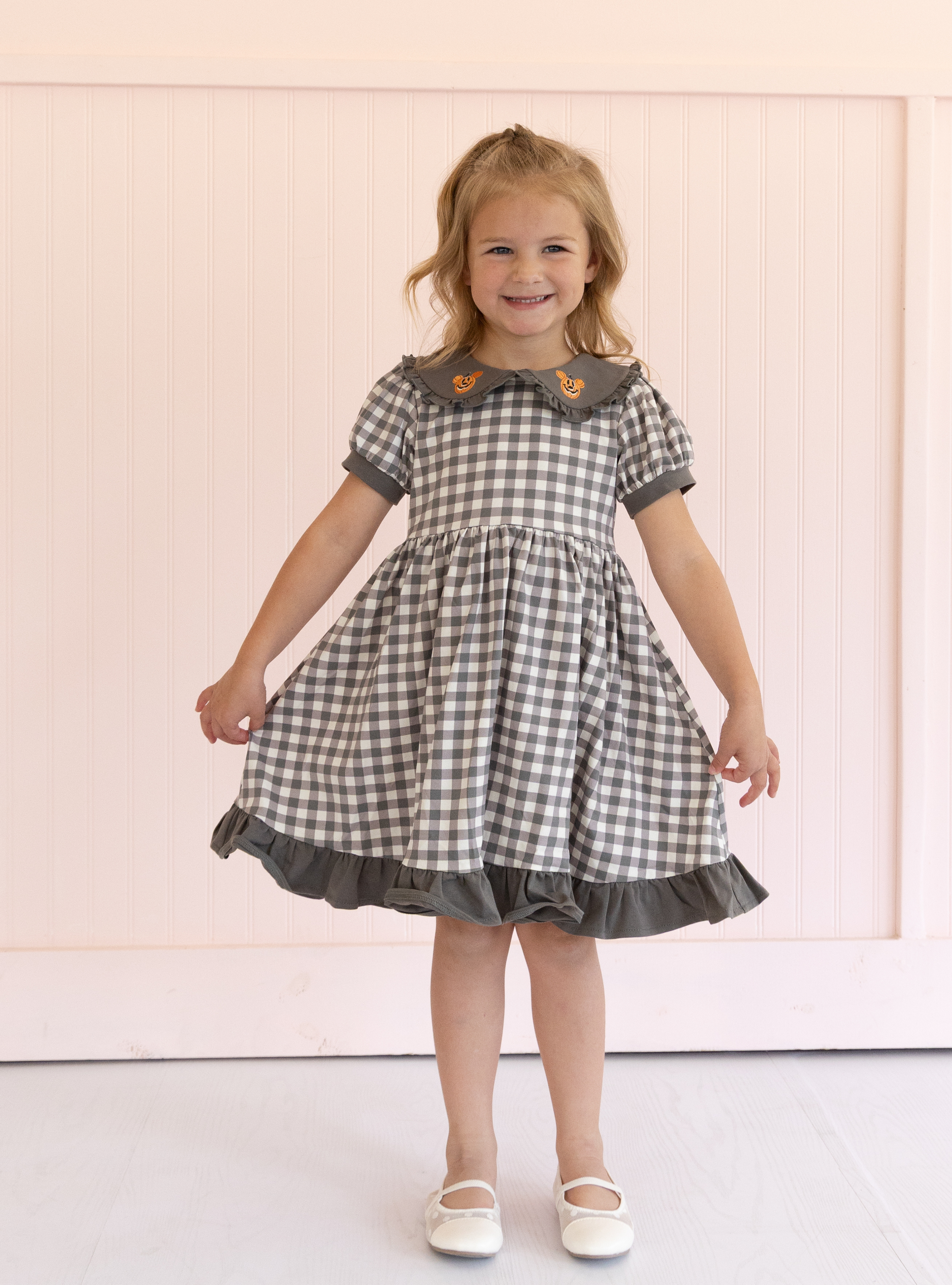 PREORDER - Disney Pumpkin Mickey Halloween Gingham Dress