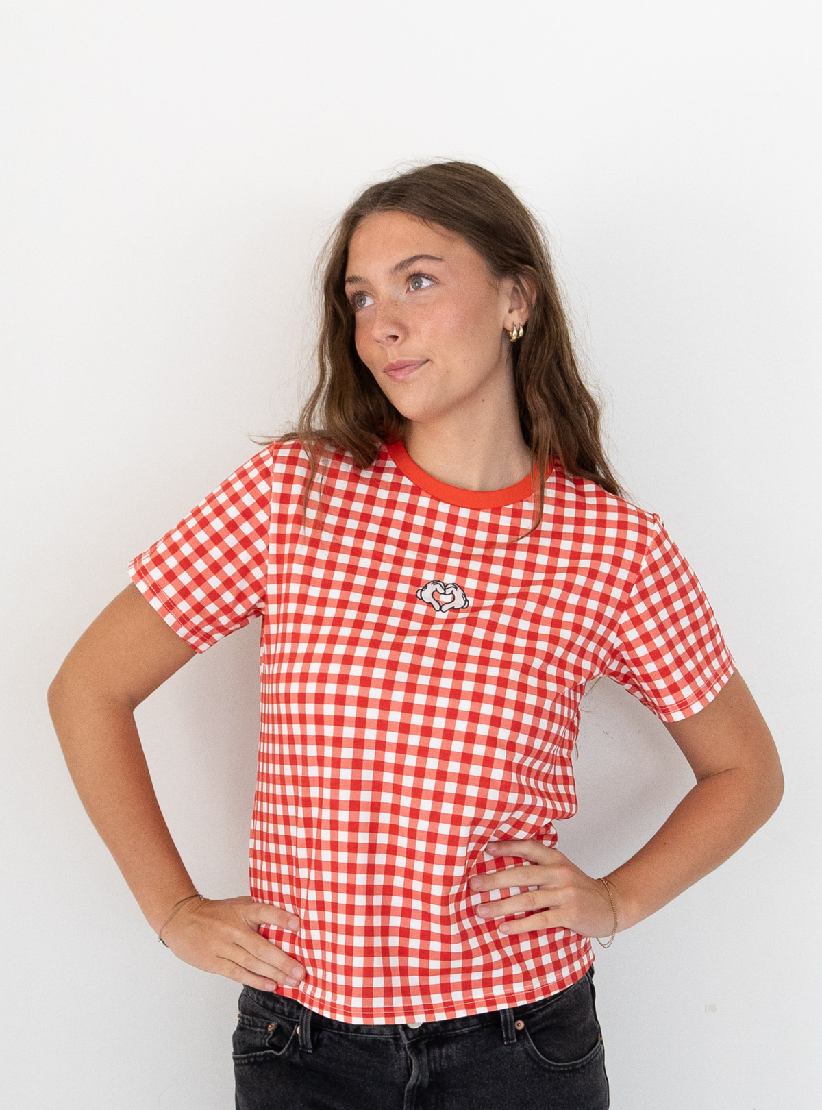 Women's Gingham Mickey Mouse Tee