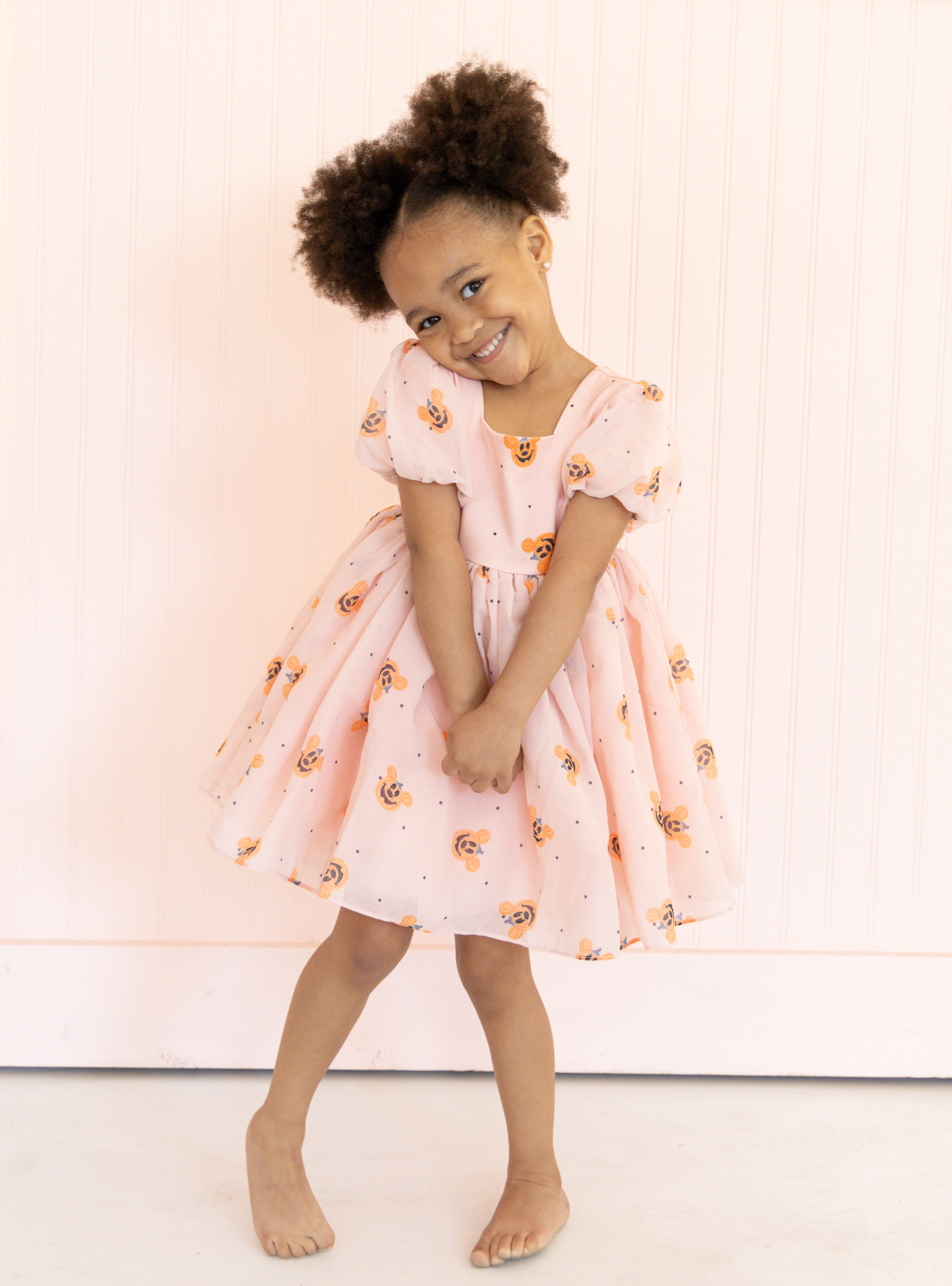 FINAL SALE: Pumpkin Disney Mickey Mouse Puff Dress