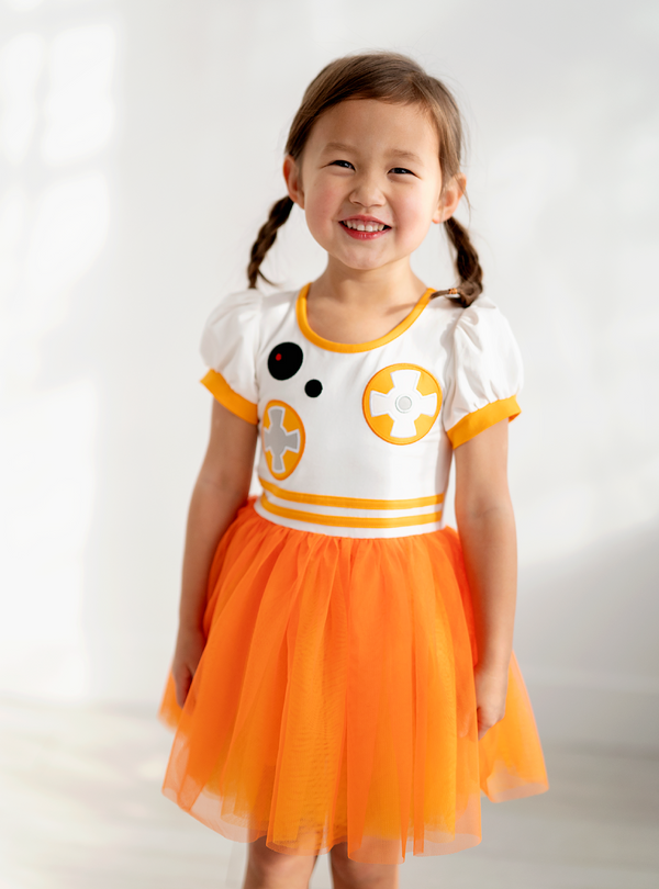 This BB8-inspired dress is a win for all robot lovers! The bright tulle skirt is a show-stopper, while the cotton top is perfect for comfortability!