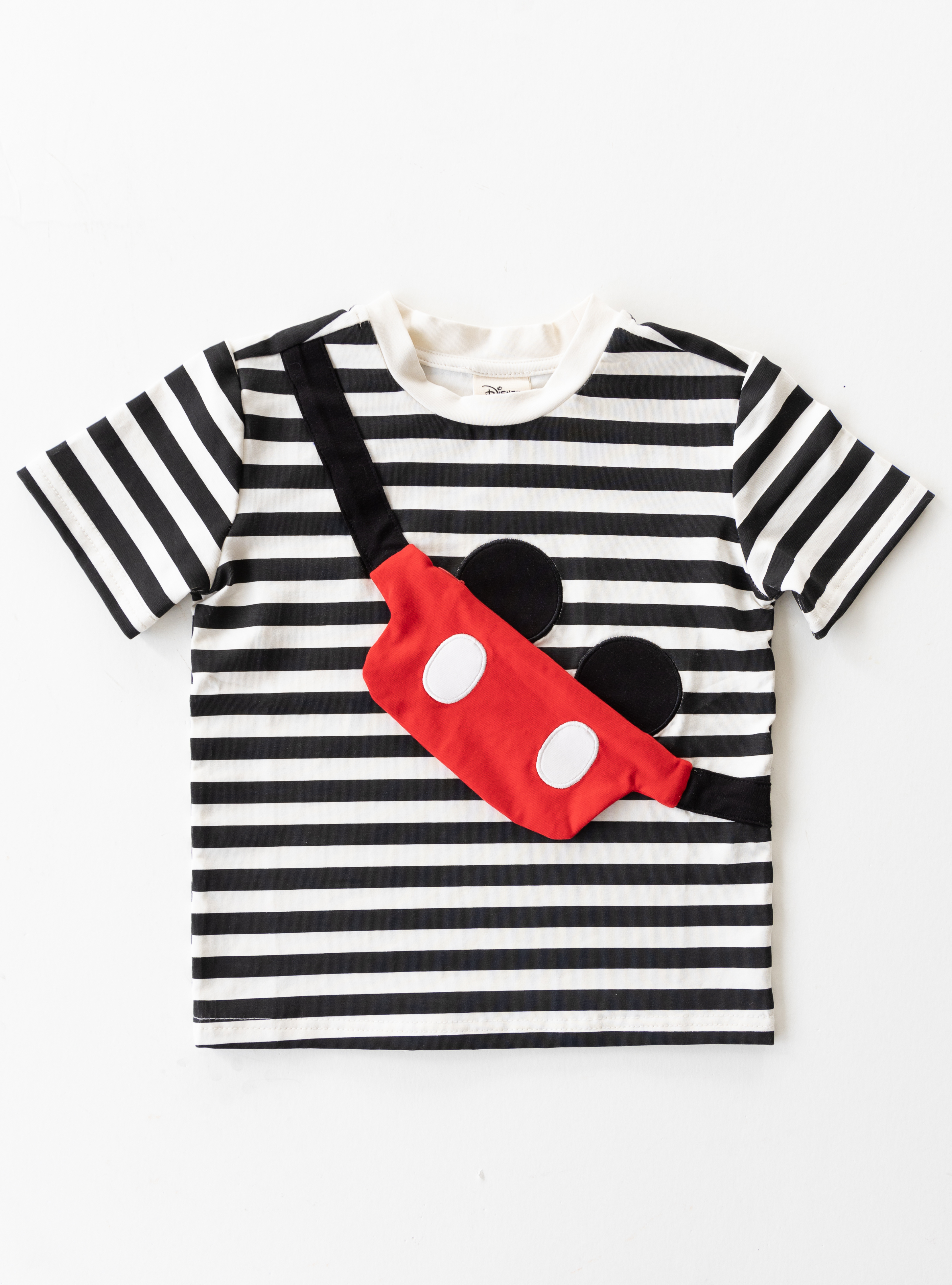 Disney and Taylor Joelle brand striped kids short sleeve tee with mickey mouse cross bag