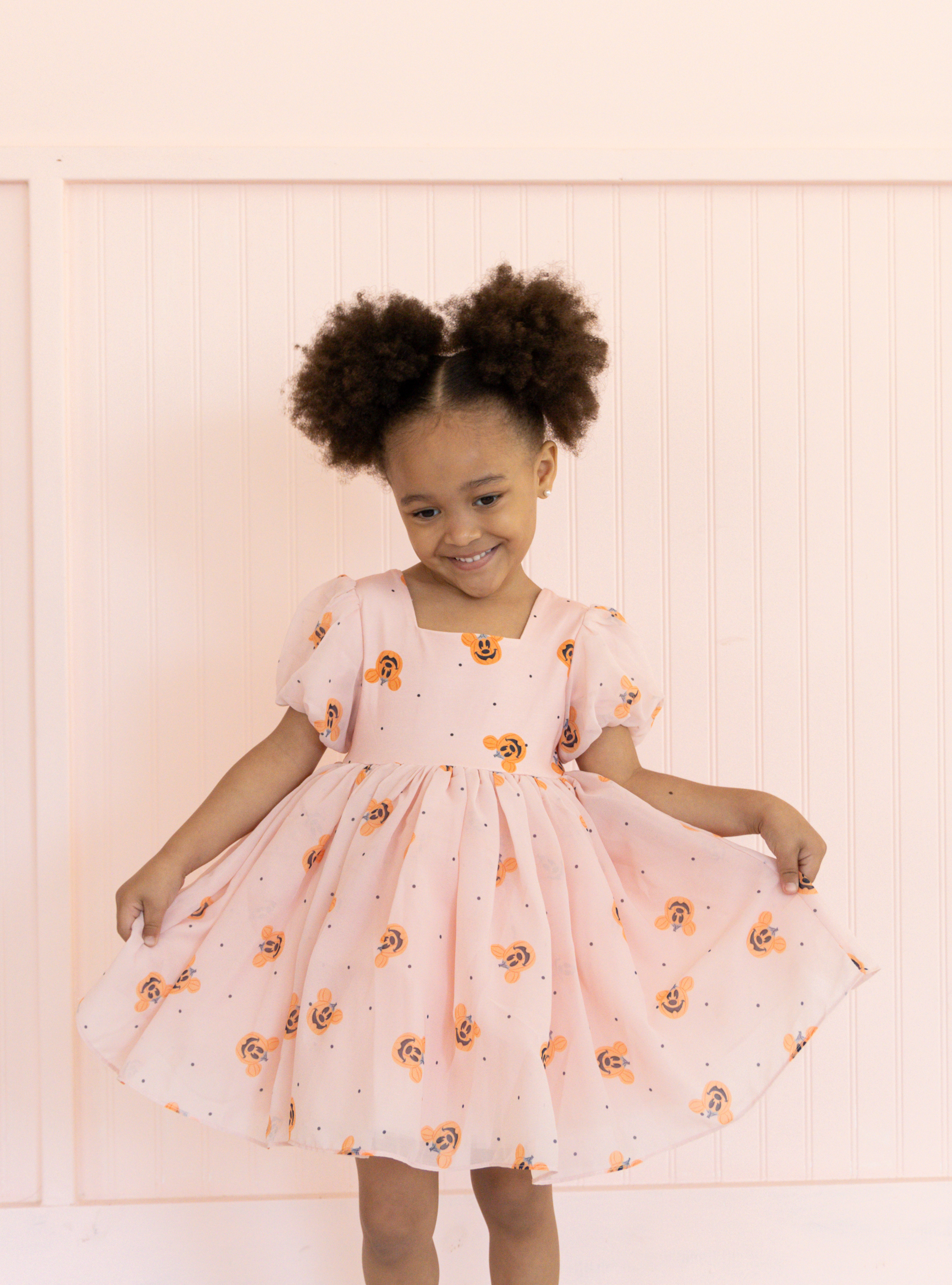 FINAL SALE: Pumpkin Disney Mickey Mouse Puff Dress