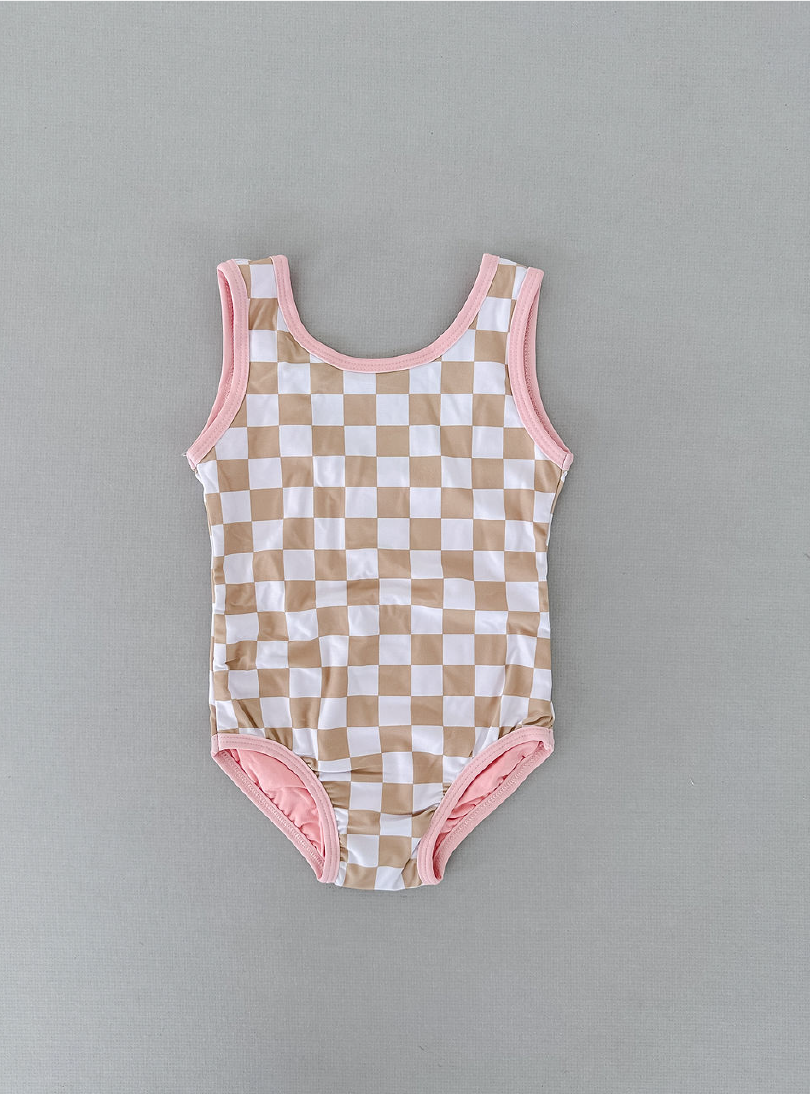 Tan Checkered One Piece