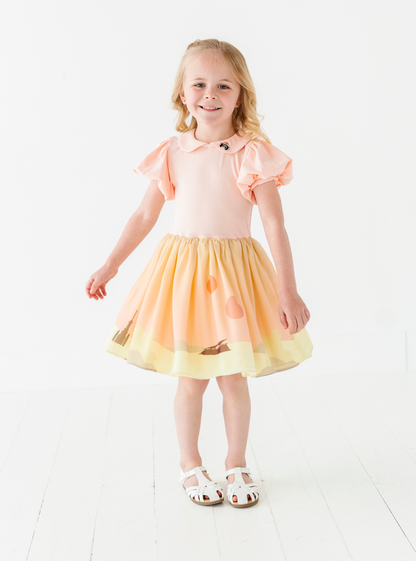 This pastel Twin Sun Dress is a Star Wars Tatooine-inspired dress, having your little ones ready for whatever space adventure!