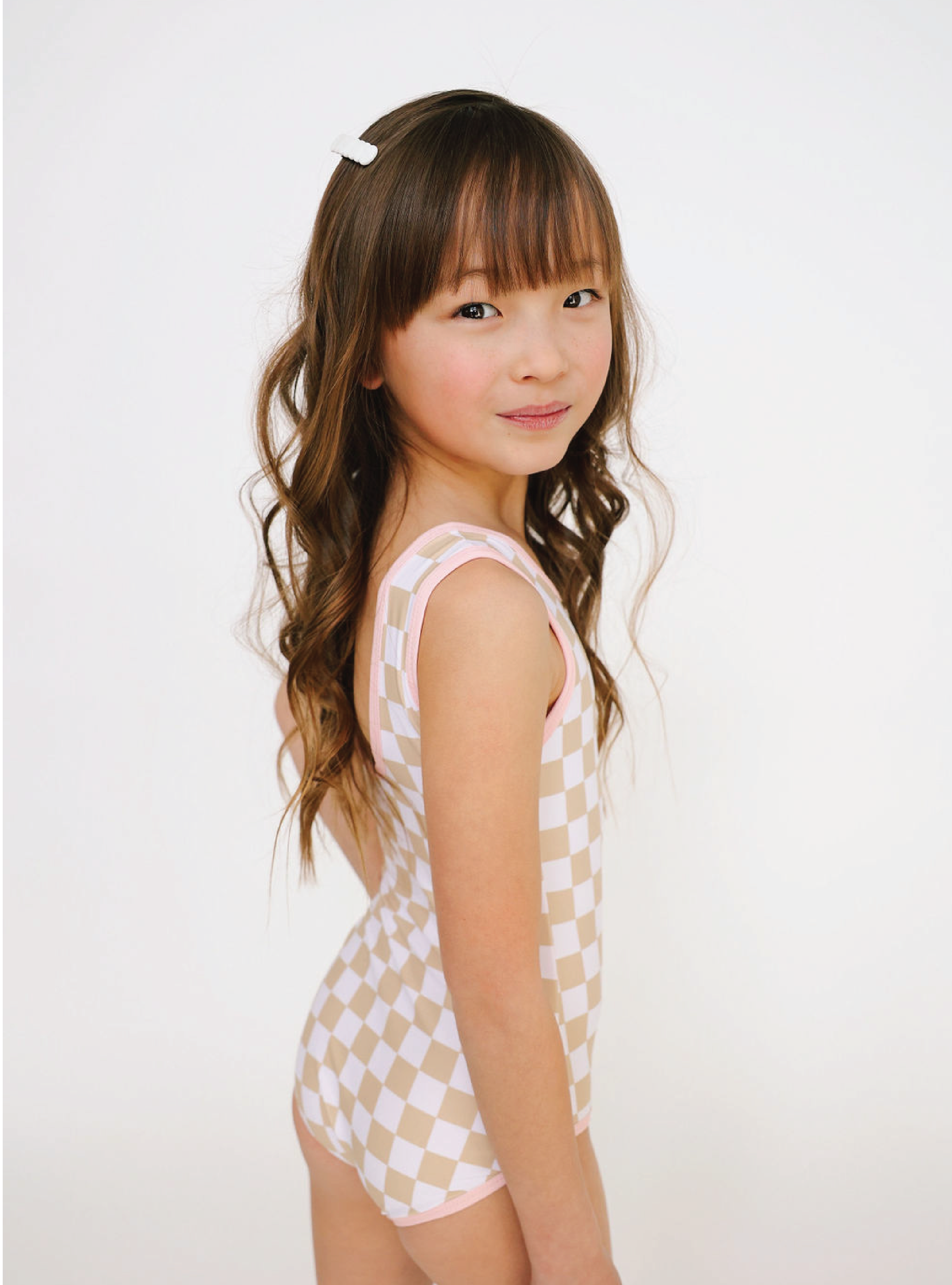Tan Checkered One Piece