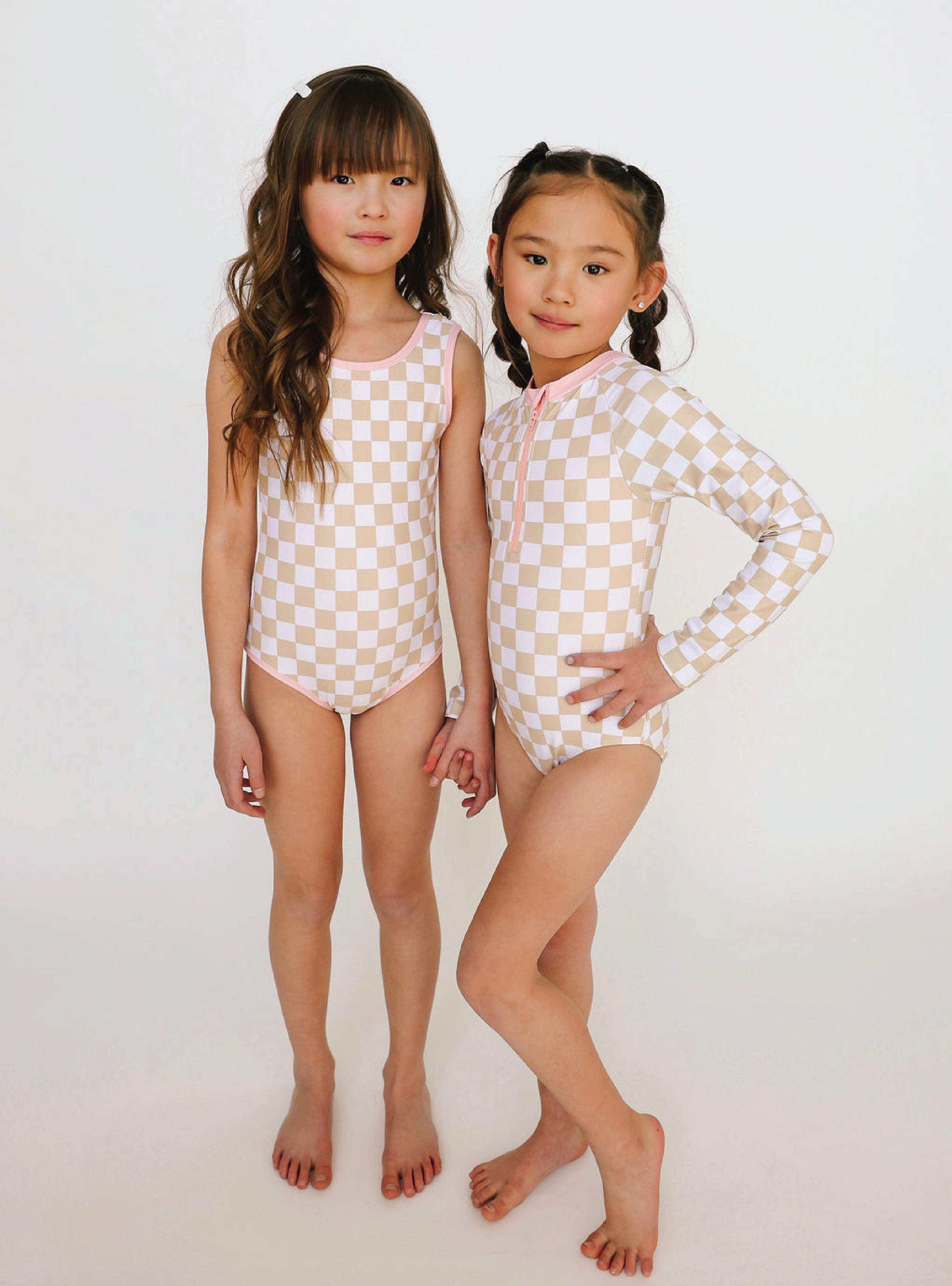 Tan Checkered One Piece