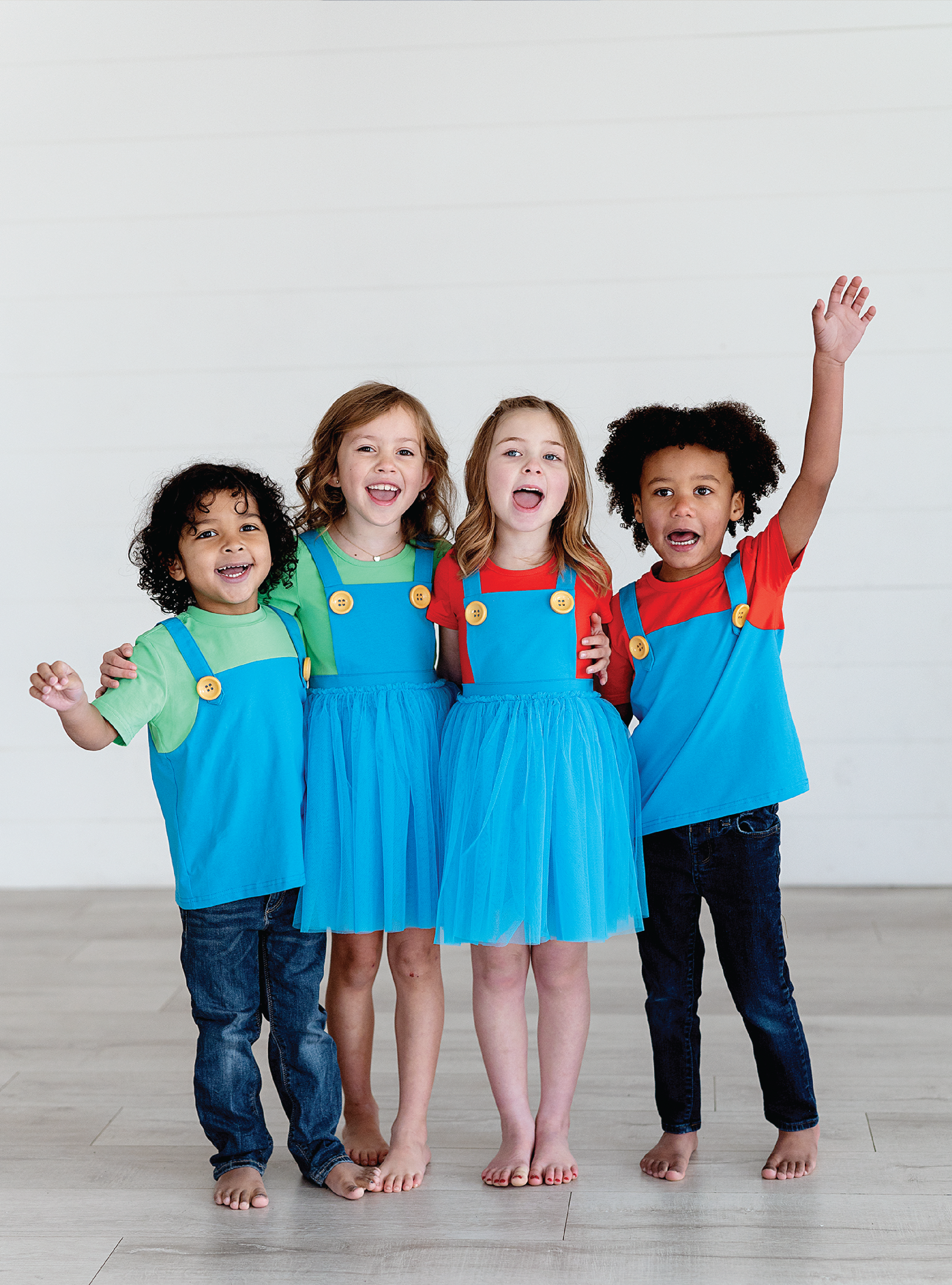 Don't just match with brother, show sister some love and match with our Red or Green Overall dresses!