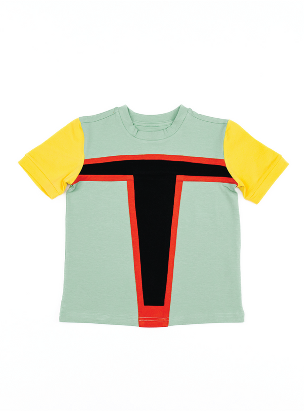 Our Space Armor Tee is a Boba Fett inspired tee. Complete with cut and sew details and fun, vibrant colors.