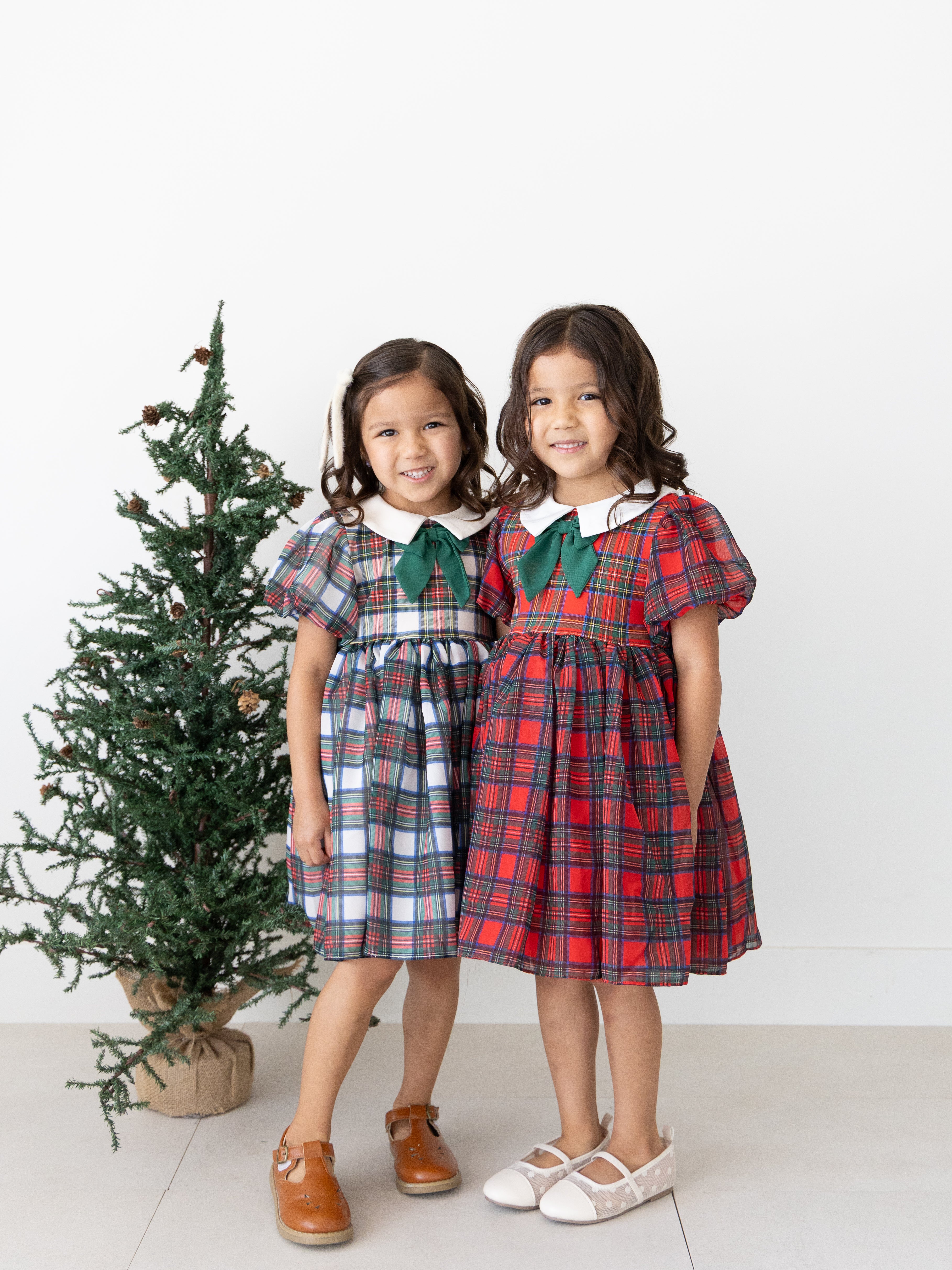 PREORDER - Stewart Plaid Holiday Dress - Ivory
