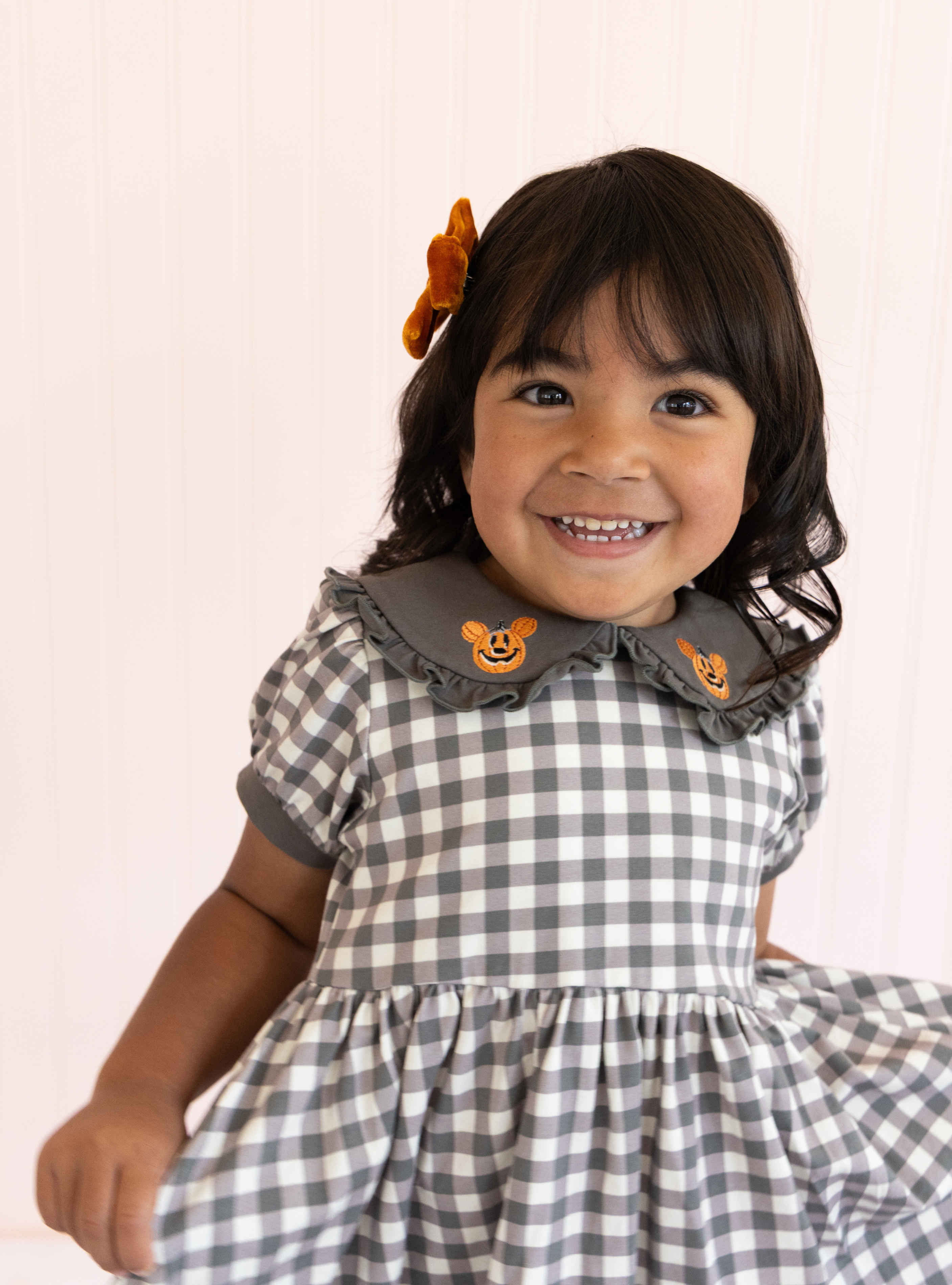 PREORDER - Disney Pumpkin Mickey Halloween Gingham Dress