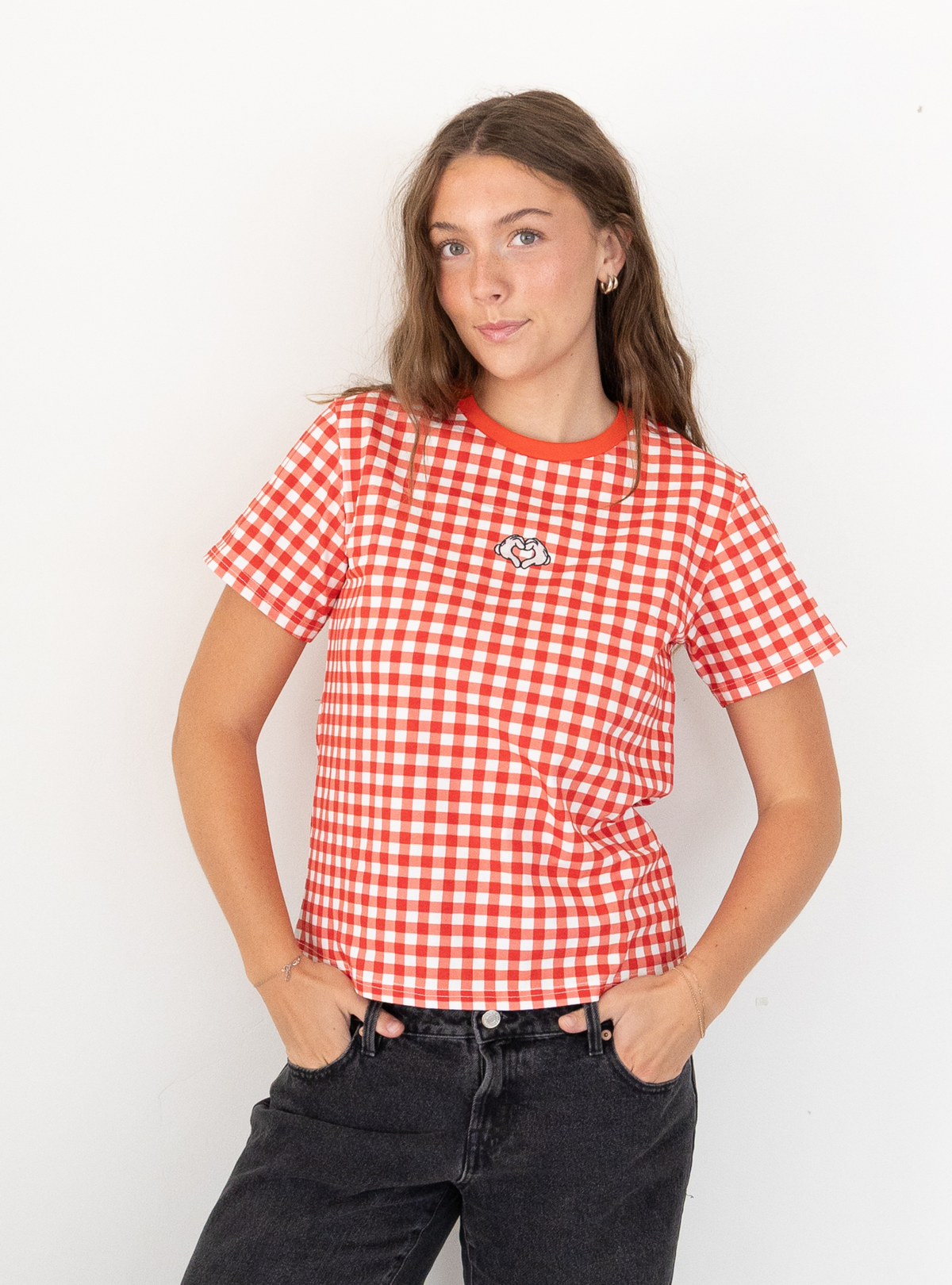 Women's Gingham Mickey Mouse Tee