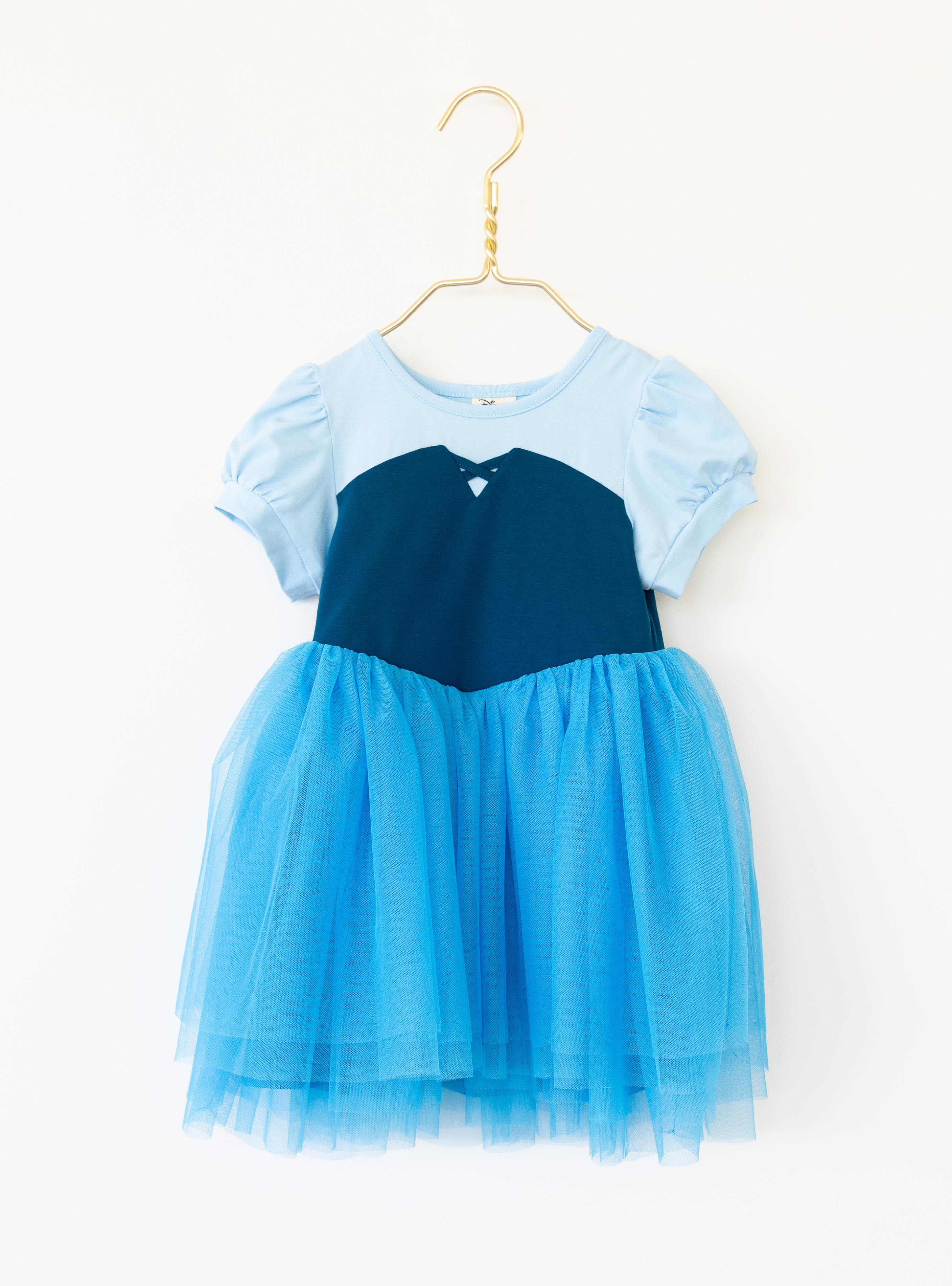Disney and Taylor Joelle branded Ariel dress with a two-toned blue bodice and a blue tulle skirt. 