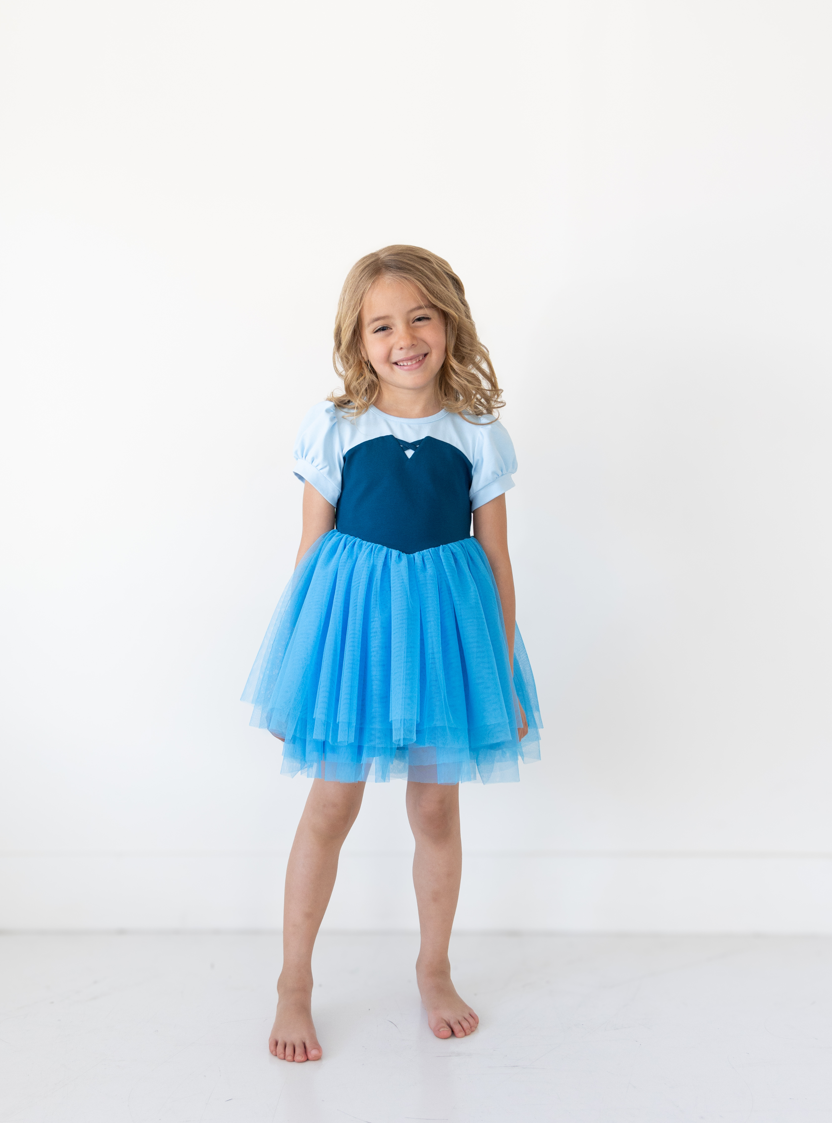 Disney and Taylor Joelle branded Ariel dress with a two-toned blue bodice and a bluet tulle skirt. 