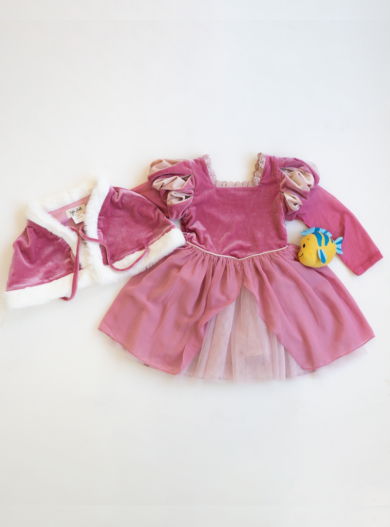 PREORDER - Pink Sea Princess Holiday Dress + Cape