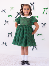 PREORDER - Green Plaid Puff Dress