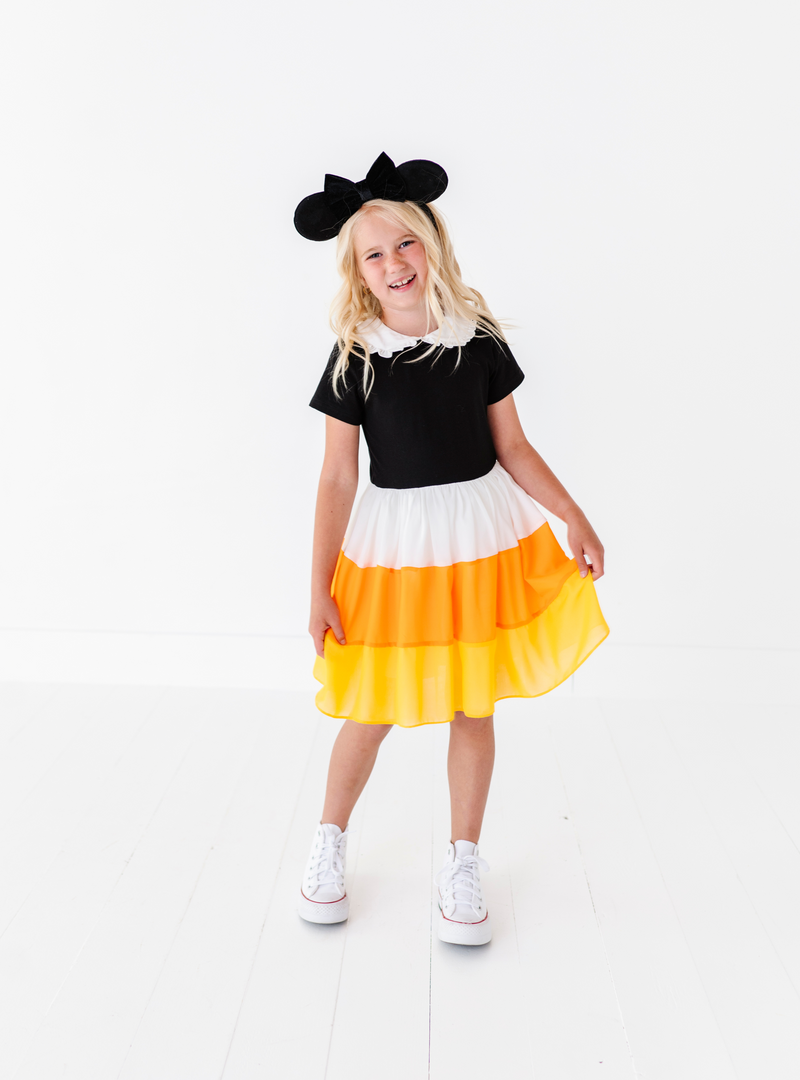 This Candy Corn Dress has so many cute design features, making it a "sweet" treat!