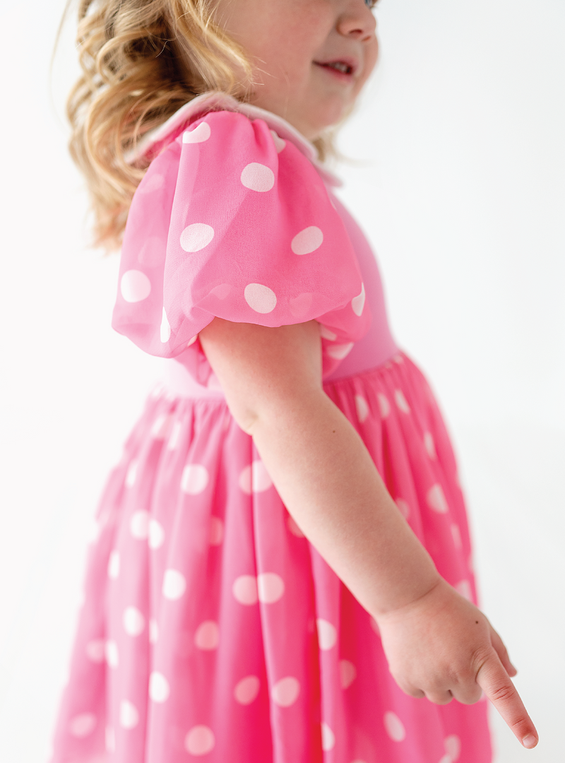 Pink Polka Dot Chiffon Dress
