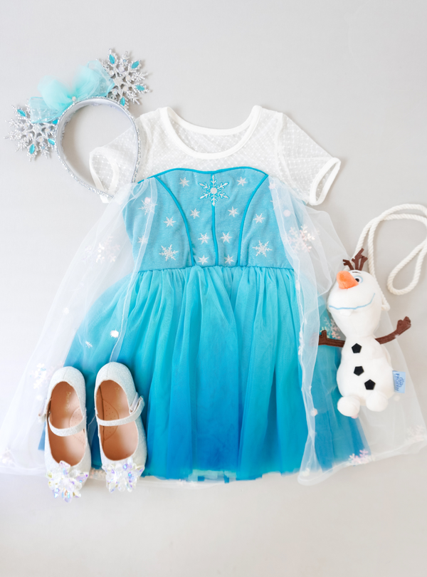 Pair our Glacier dress with some snowflake mouse ears and some sparkly flats for a fancy look for Disney!