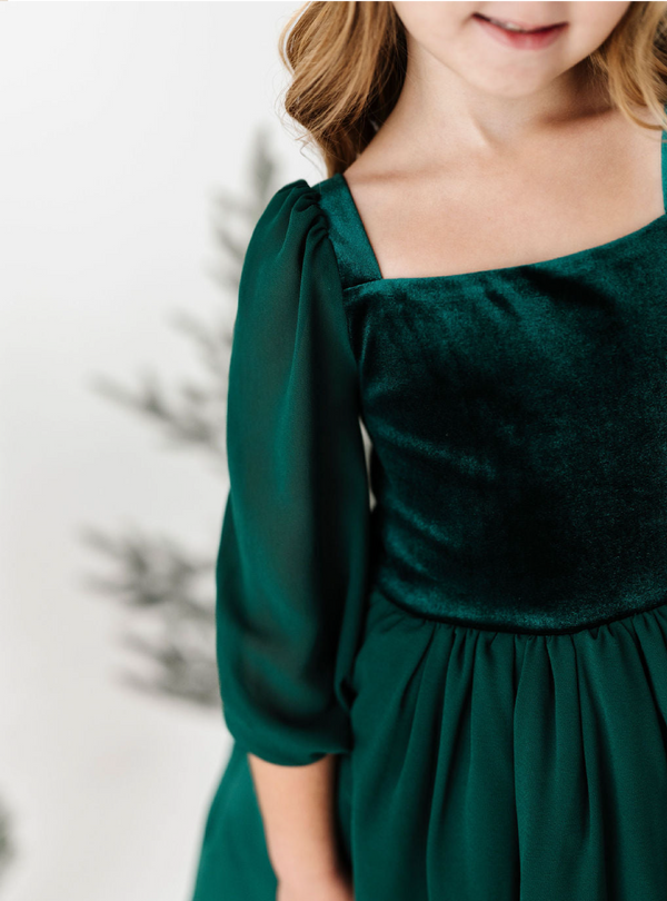 PREORDER - Green Velvet Dress