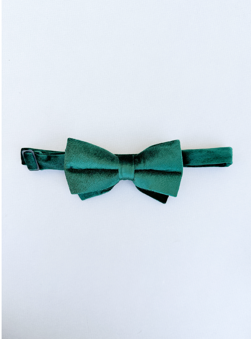 Green Velvet Bow Tie - Adult