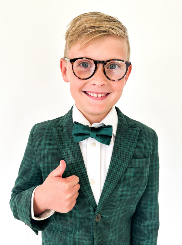 Green Velvet Bow Tie - Child