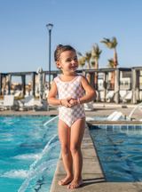 Tan Checkered One Piece