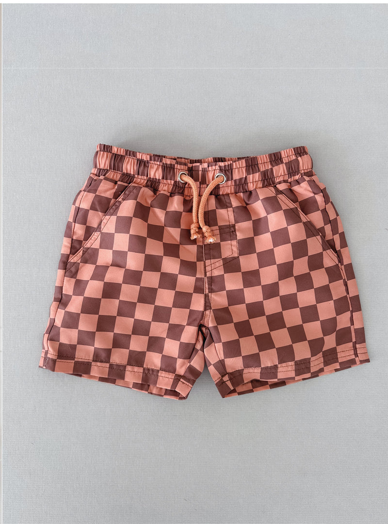 Rosie Beach Earthy Checkered Shorts